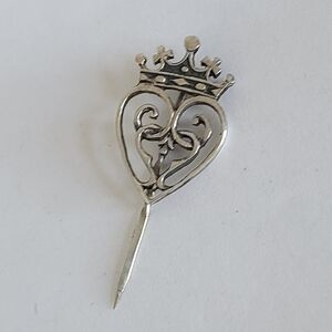 Vintage Iona Scotland John Hart Sterling Silver Double Heart Brooch Pin